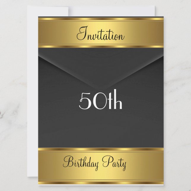 Invitation de fête d'anniversaire Or 50e anniversa (Devant)