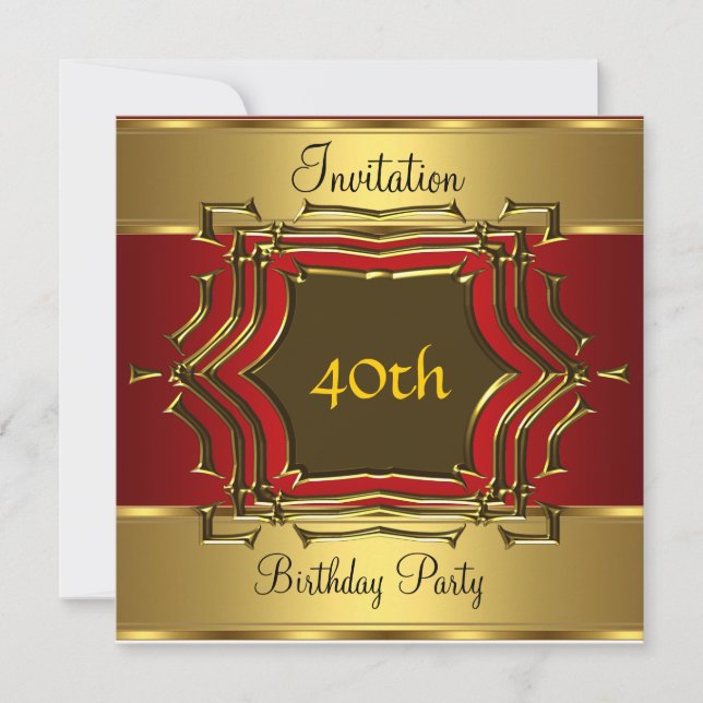 Invitation de fête d'anniversaire Or Rouge (Devant)