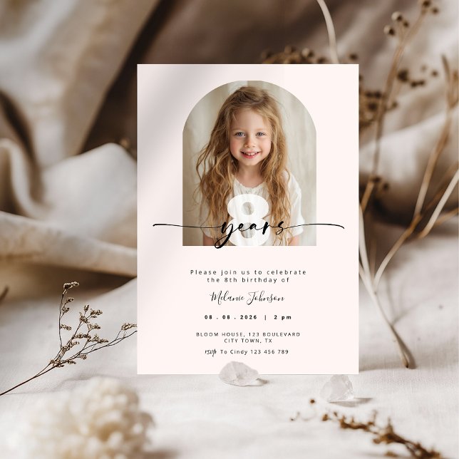 Invitation de fête d'anniversaire pastel rose pour (Pastel Pink Kids Birthday Invitation)