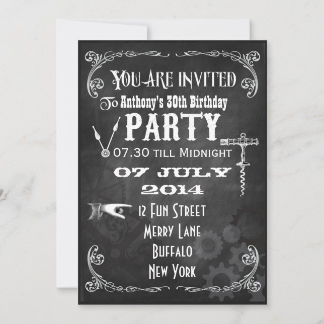 Invitation de fête d'anniversaire personnalisée St (Devant)