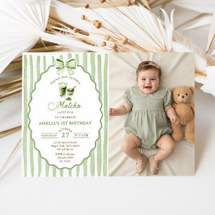 Invitation de fête d'anniversaire photo Matcha ave