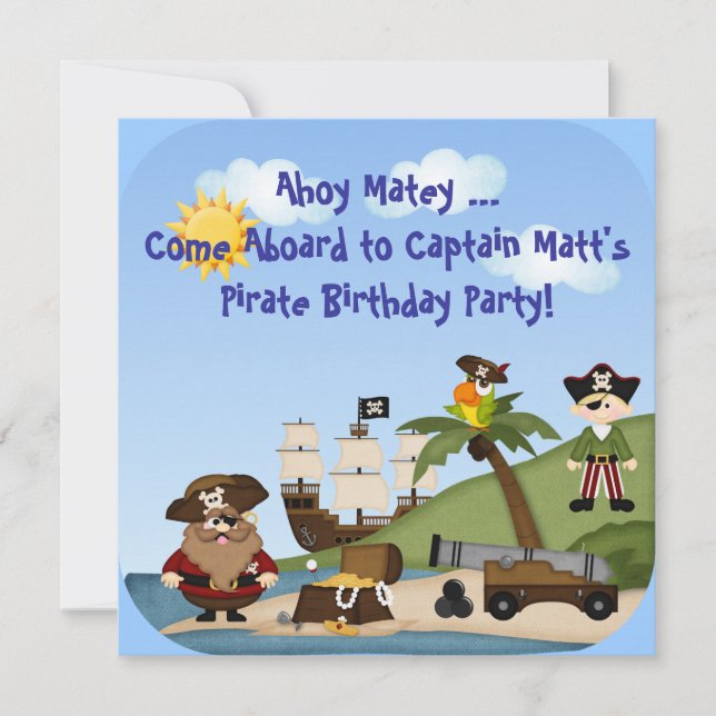 Invitation de fête d'anniversaire Pirate (Devant)