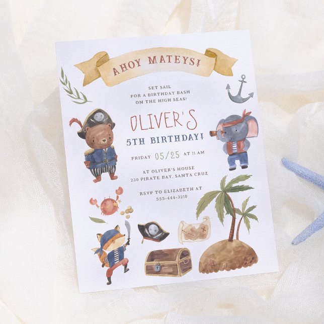 Invitation de fête d'anniversaire pirate à budget  (Créateur téléchargé)