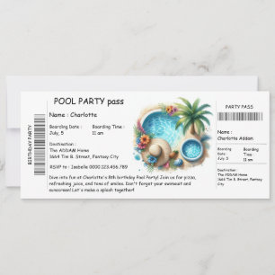 Invitation de fête d'anniversaire piscine de style