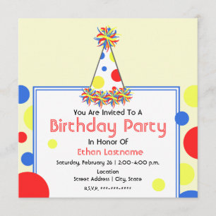 Invitation de fête d'anniversaire - Polka Dot Casq