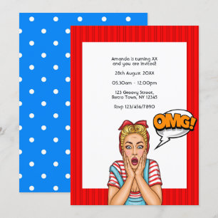 Invitation de fête d'anniversaire Pop Art Comic
