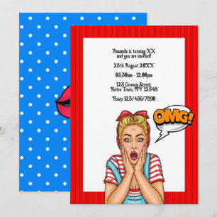 Invitation de fête d'anniversaire Pop Art Comic