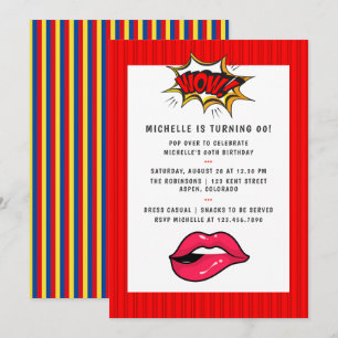 Invitation de fête d'anniversaire Pop Art Comic