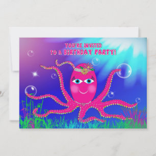 Invitation de fête d'anniversaire, poulpe sassy