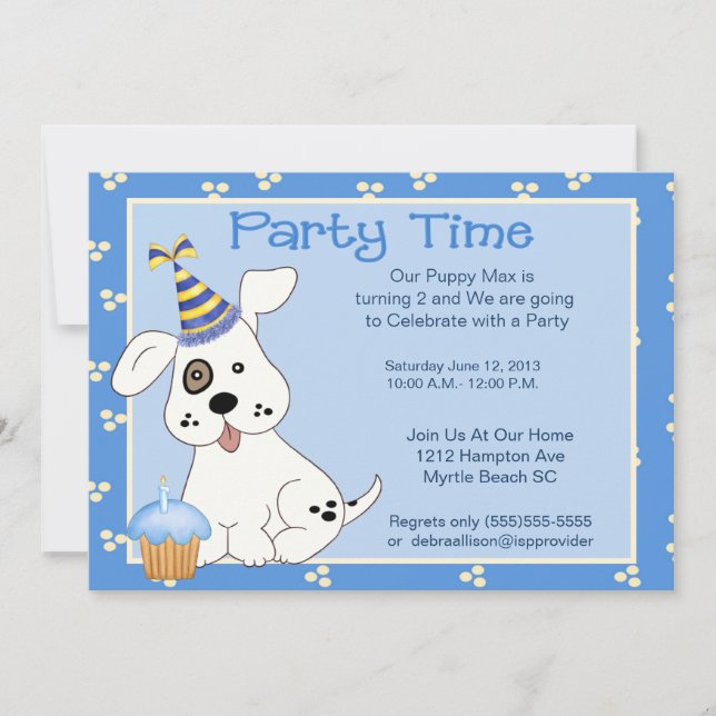 Invitation de fête d'anniversaire pour animaux (Devant)