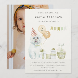 Invitation de fête d'anniversaire pour chien vert 