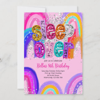 Invitation de fête d'anniversaire pour dormir à to