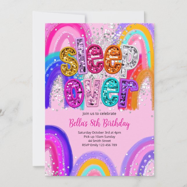 Invitation de fête d'anniversaire pour dormir à to (Devant)