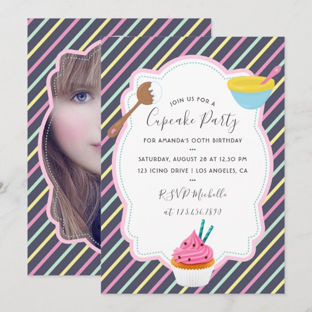 Invitation de fête d'anniversaire pour la cuisson  (Devant / Derrière)