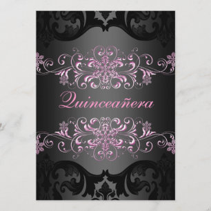 Invitation de fête d'anniversaire Quinceañera floc