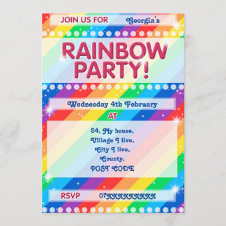 Invitation de fête d'anniversaire Rainbow personna