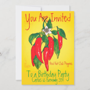 Invitation de fête d'anniversaire Red Chili Pepper