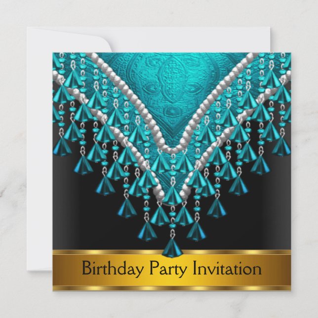 Invitation de fête d'anniversaire rétro Art Déco s (Devant)