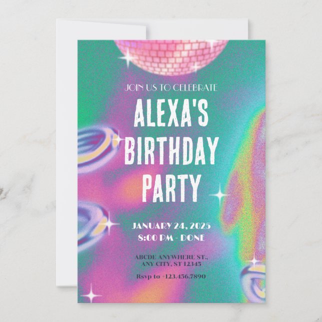 Invitation de fête d'anniversaire Retro y2k (Devant)