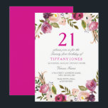 Invitation de fête d'anniversaire rose floral 21e<br><div class="desc">Pink Botanical Floral 21st Birthday Party Invitation Contactez-nous pour les articles correspondants ou consultez notre magasin</div>