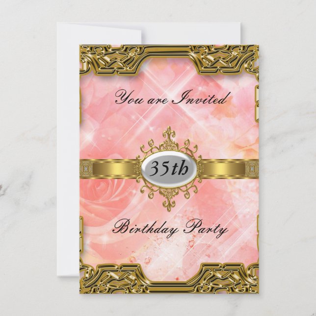 Invitation de fête d'anniversaire rose glamour cha (Devant)