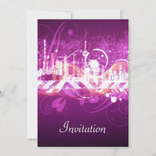 Invitation de fête d'anniversaire rose Ville rose