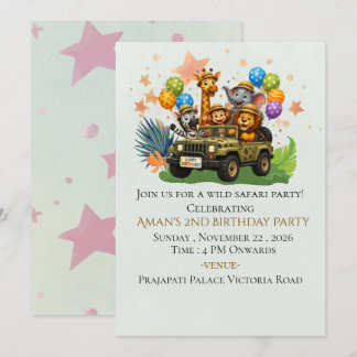 Invitation de fête d'anniversaire Safari en téléch