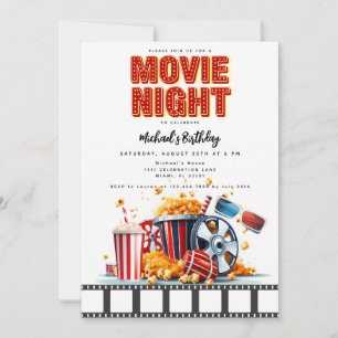 Invitation de fête d'anniversaire soirée cinéma