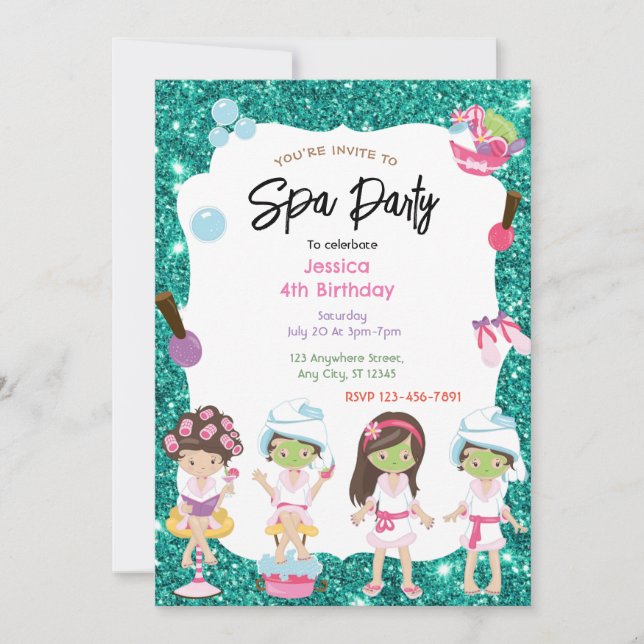 Invitation de fête d'anniversaire spa (Devant)