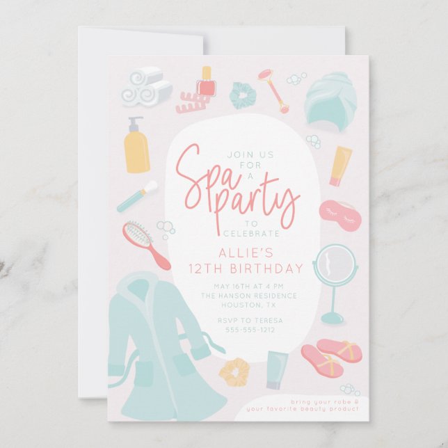 Invitation de fête d'anniversaire spa (Devant)