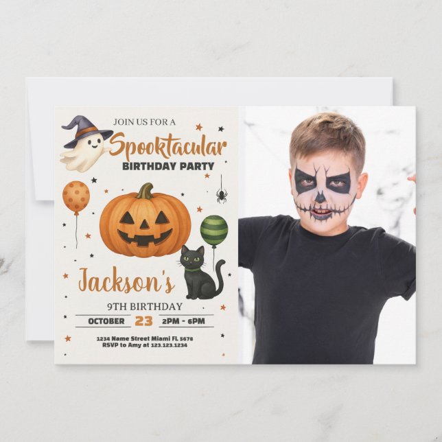 Invitation de fête d'anniversaire Spooktacular ave (Devant)