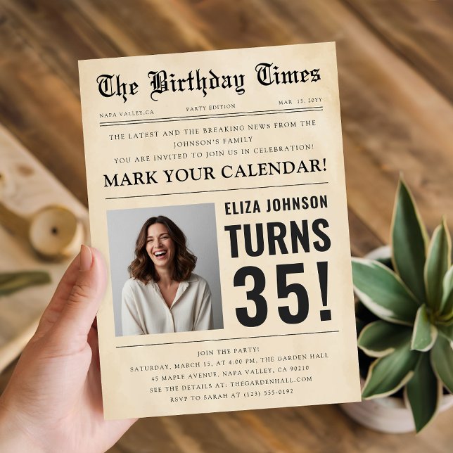 Invitation de fête d'anniversaire sur mesure de 35 (Créateur téléchargé)