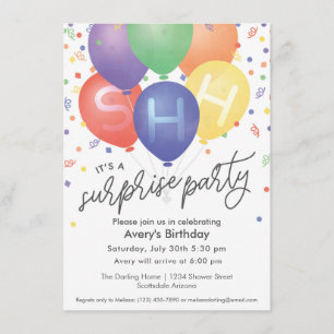 Invitation de fête d'anniversaire surprise avec ba