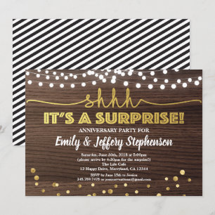 Invitation de fête d'anniversaire surprise bois et