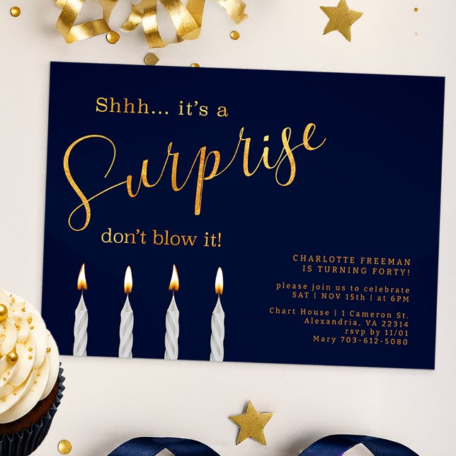 Invitation de fête d'anniversaire surprise Navy –  (Surprise Birthday Party Invite)
