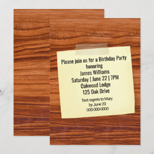 Invitation De Fête D'Anniversaire Tapé Sur Bois