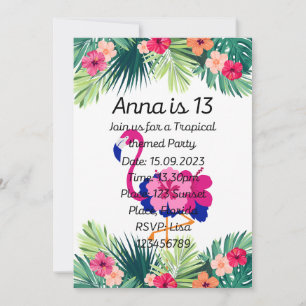 Invitation de fête d'anniversaire tropicale
