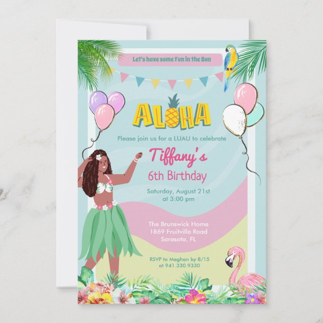 Invitation de fête d'anniversaire tropicale Ethniq (Devant)