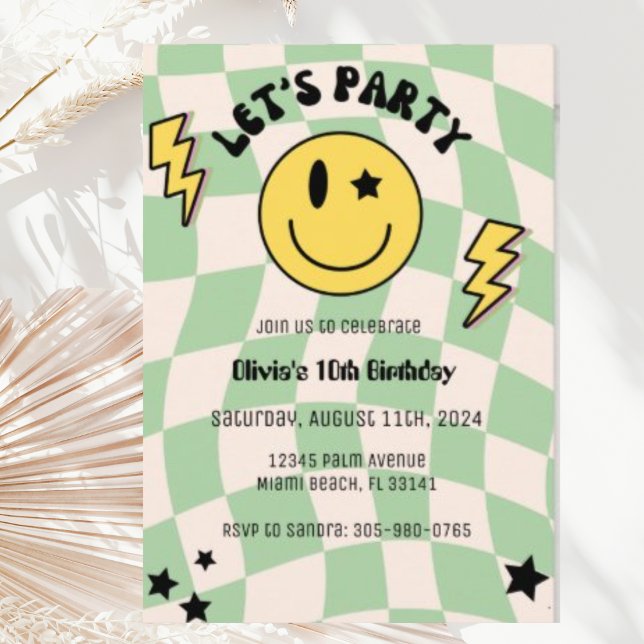 Invitation de fête d'anniversaire vert sauge Prépa (Créateur téléchargé)