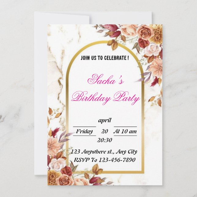 Invitation de fête d'anniversaire vintage (Devant)