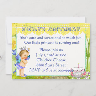 Invitation de fête d'anniversaire Vintage Princess