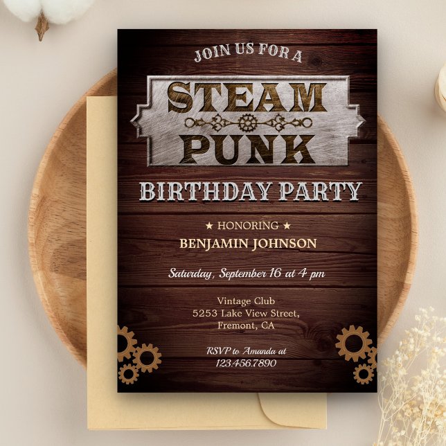 Invitation de fête d'anniversaire Vintage Rustique (Créateur téléchargé)