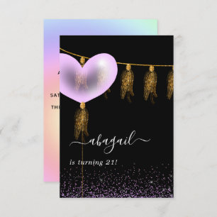 Invitation de fête d'anniversaire violet et or et