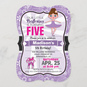 Invitation de fête d'anniversaire violet et rose B