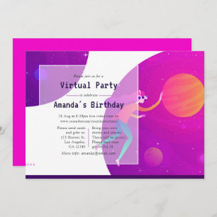 Invitation de fête d'anniversaire virtuelle rose c