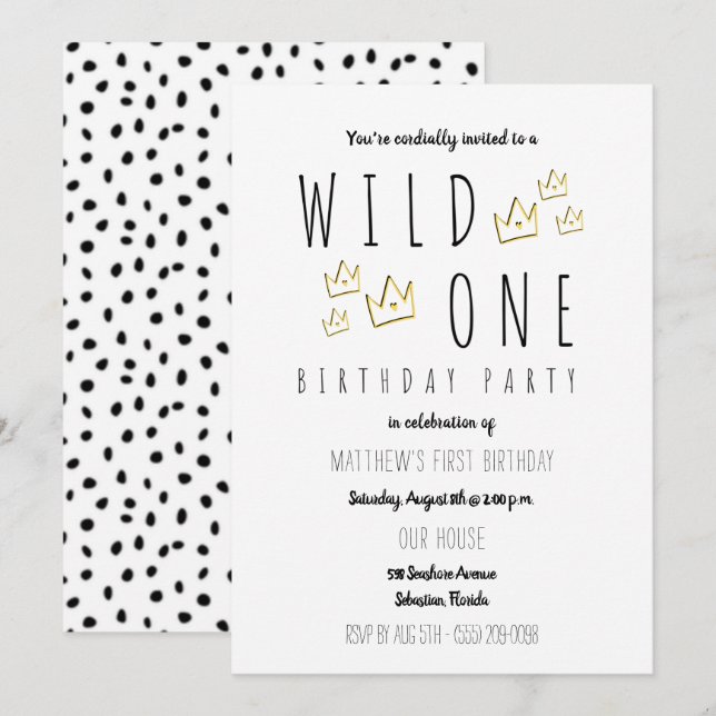 Invitation de fête d'anniversaire Wild One (Devant / Derrière)