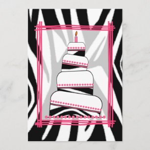 Invitation de fête d'anniversaire Zebra Print & Pi