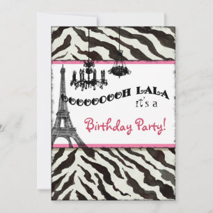 Invitation de fête d'anniversaire, Zebra, Tour Eif