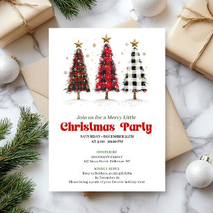 Invitation de fête d'arbre de Noël à carreaux de b