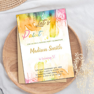 Invitation de fête d'art colorée pour les enfants